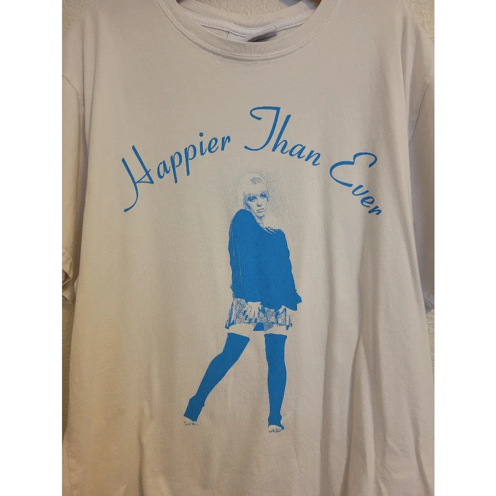 Happier Than Ever Graphic Tee - White and Blue Billie Eilish size L concert tee - Picture 7 of 8